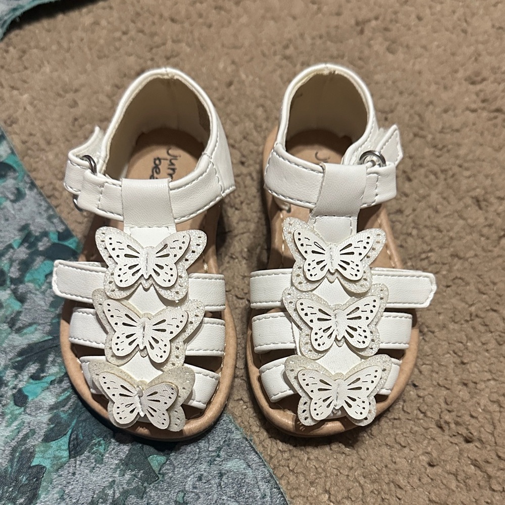 Kids White Butterfly Sandals